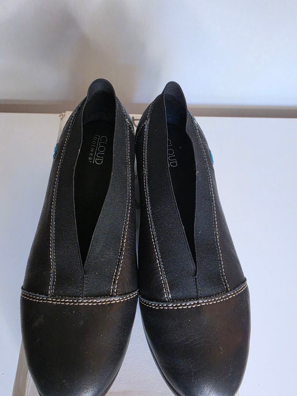 Cloud Footwear Calabria Black Leather Stretch Flats EU 38 Portugal Comfort Shoes